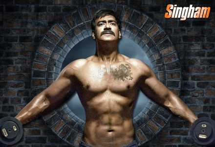 Ajay Devgan Shirtless in Singham Returns Photos - Check Six Pack Body Pack Images in Singham 2 Movie