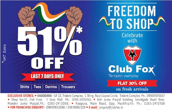 Club Fox in Vadodara - OFF on SHIRT TEES DENIMS TROUSERS