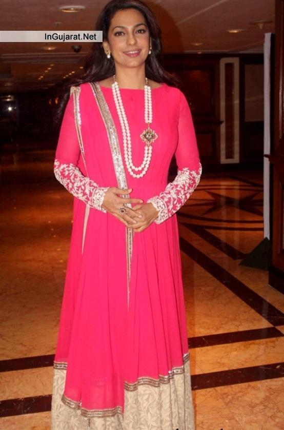 Juhi Chawla in Radiant Pink Color Full Sleeve Anarkali Suits at “SONY PAL”channel Launch