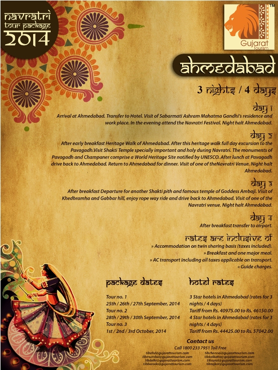 Gujarat Tourism Navratri Packages 2014 – GTDC Garba Ahmedabad Dates