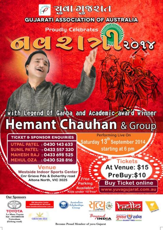 Gujarati Association of Australia celebrates Navratri 2014 with Hemant Chauhan on September