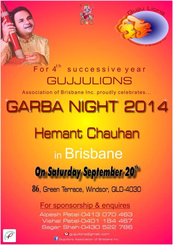 Gujju Lions Association of Brisbane Celebrate Garba Night 2014 with Hemant Chauhan