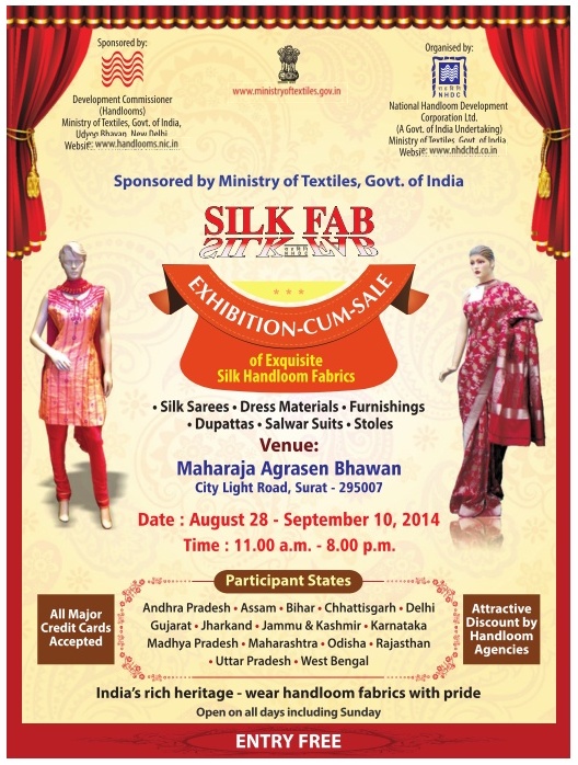 Silk Fab 2014 Surat - Exhibition for Handloom fabrics Sarees Dress Material Stoles and Salwar Suits