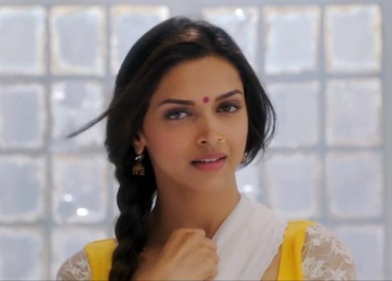 Deepika Padukone Cute Yellow Anarkali Dress in Manva Laage