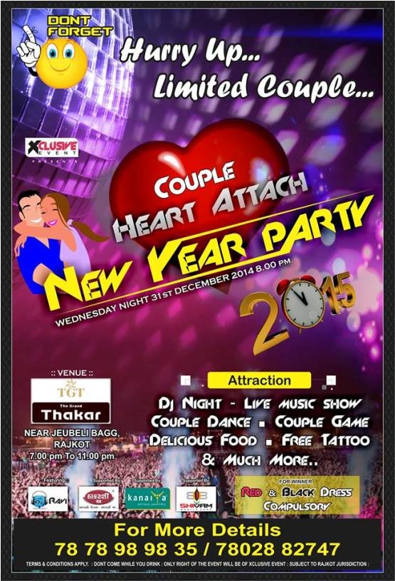 Couple Heart Attach New Year Party 2015 in Rajkot at TGT Thakar Hotel