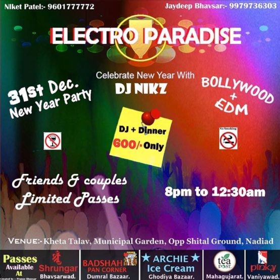 Electro Paradise 31st New Year Party Celebration 2015 in Nadiad Gujarat