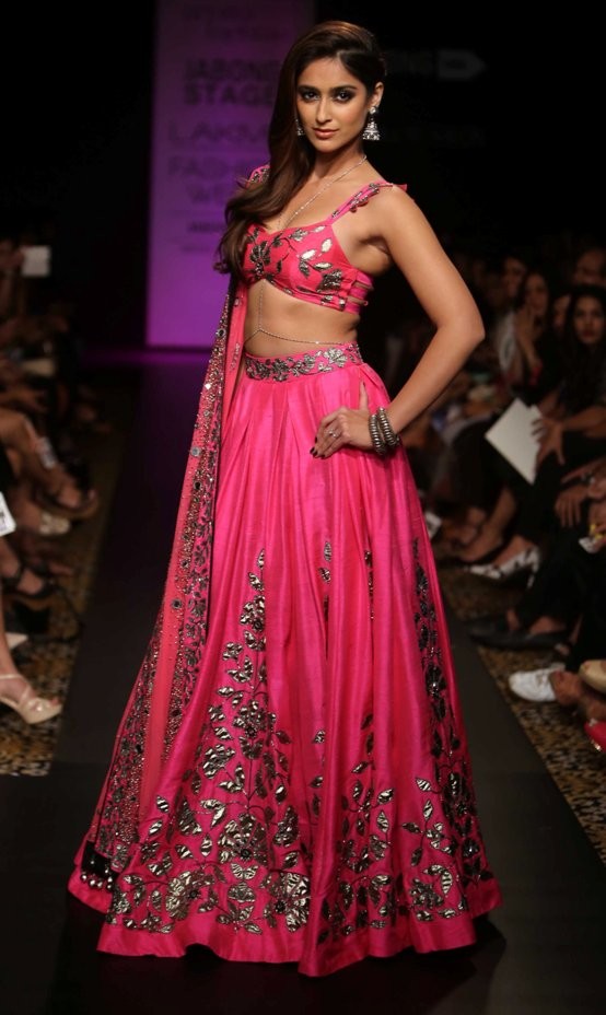 Ileana Dcruz in Pink Lehenga at Lakme Fashion Week 2014