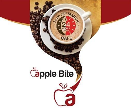 Apple Bite Restaurant in Rajkot at Astron Chowk with 24 Hours Coffee Shop