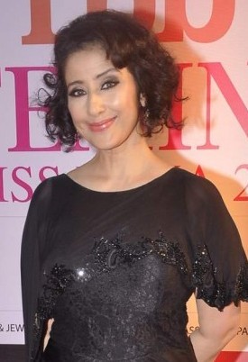 Manisha Koirala in FBB Femina Miss India 2015 Awards - Photos in Black One Piece Fishtail Gown