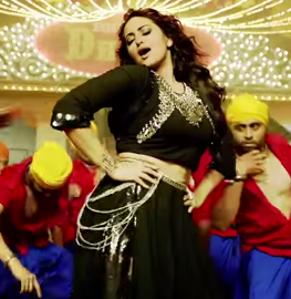 Sonakshi Sinha Hot Leg Thighs Photos in Black Ghaghara in Nachan Farrate Item Song of All Is Well