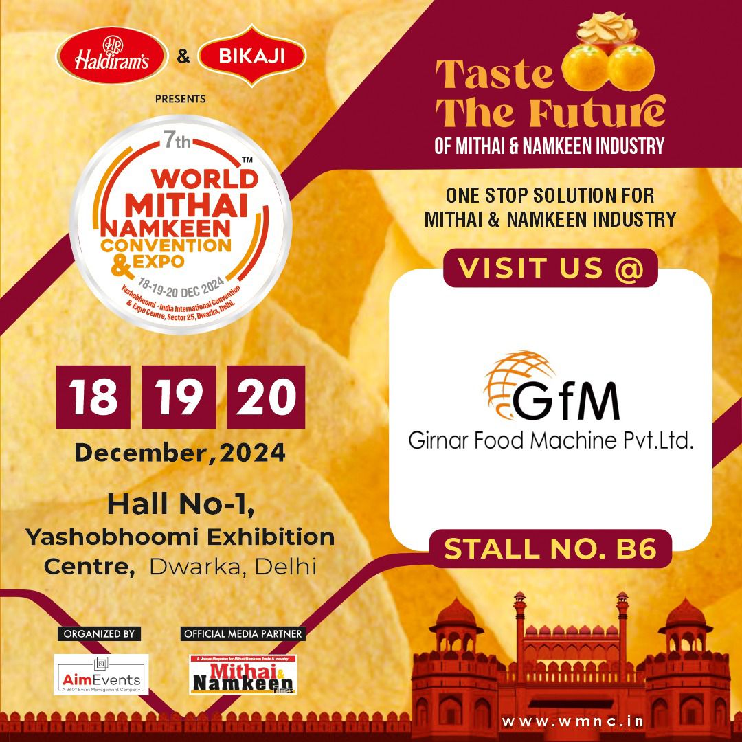 Girnar Food Machine Pvt Ltd at 7th World Mithai Namkeen Convention & Expo 2024 in Dwarka, Delhi